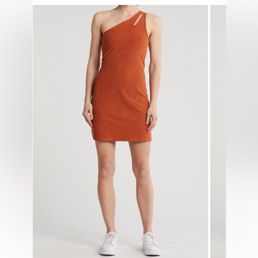 Beyond Yoga Your Mind One-Shoulder Space Dye Minidress dress tennis large NWT